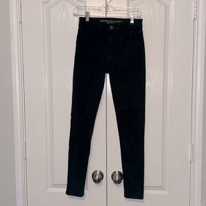 American Eagle Super Stretch X Black Distressed Hi Rise Jegging Size 2 Regular